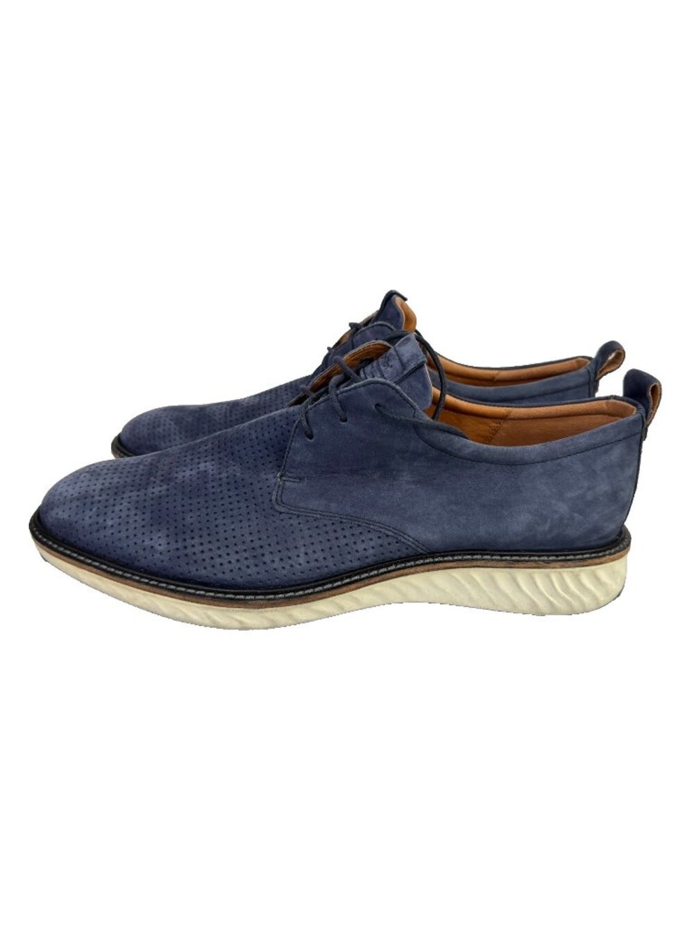 Ecco ST1 Hybrid Shoes Mens 12 US 46 EU Blue Suede Leather Oxford Casual Comfort